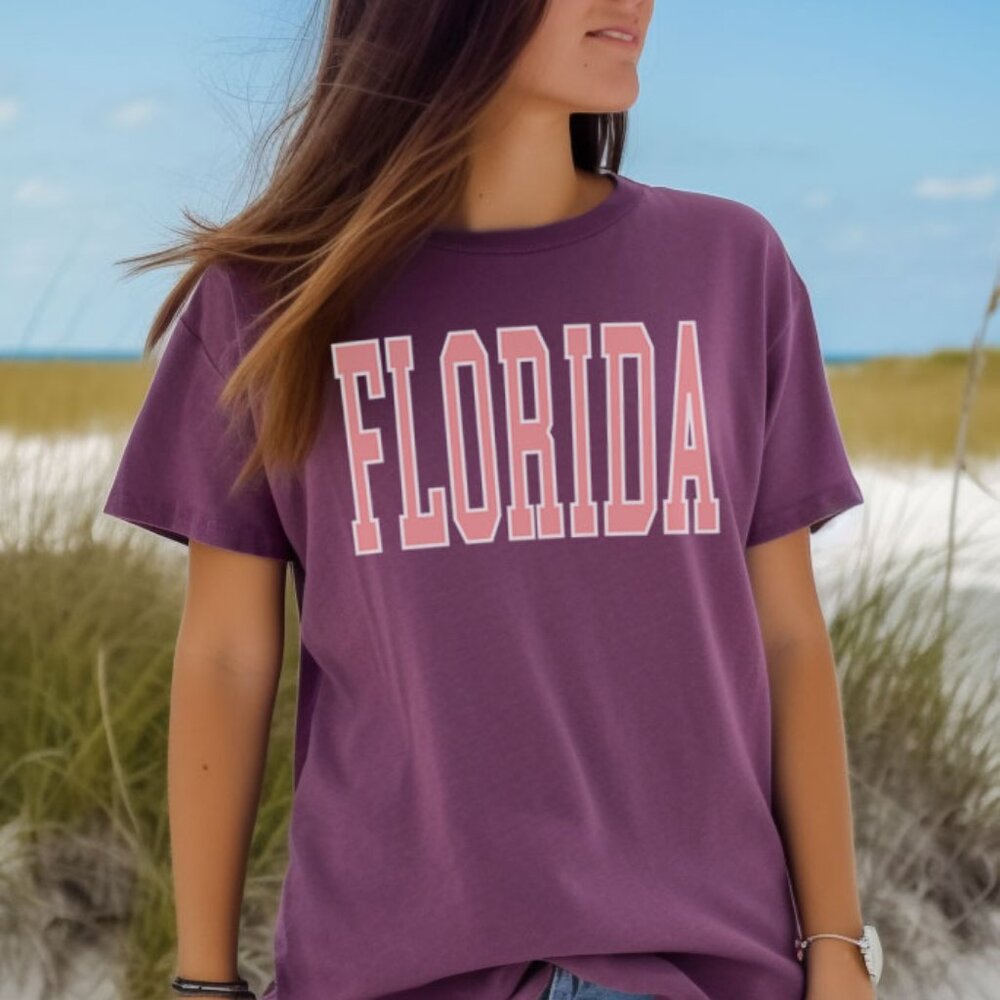 Preppy Florida Comfort Colors Tshirt, Berry